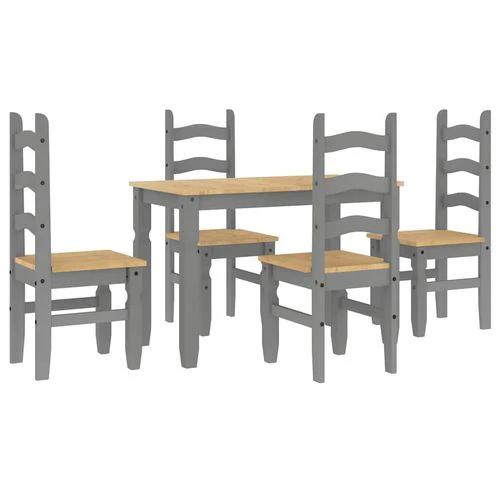 vidaXL 5 Piece Dining Set Panama Grey Solid Wood Pine by vidaXL
