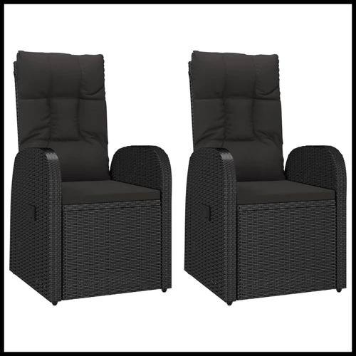 vidaXL 3 Piece Garden Dining Set Black Poly Rattan&Solid Wood Acacia - Garden Set
