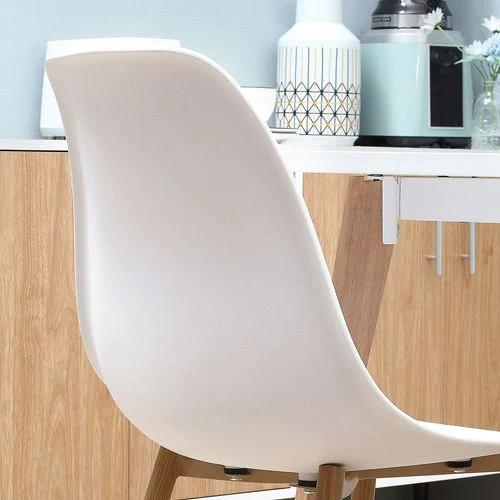 Dining Chairs Set of 4 w/ Curved Back, Metal Legs for Living Room White - Dining Chairs