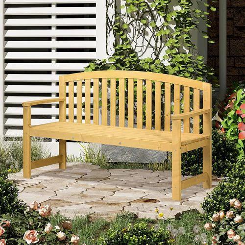 2 Person Garden Bench Wooden Outdoor Furniture with Armrest Orange by Outsunny