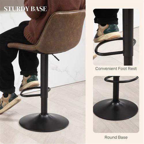 Adjustable Faux Leather Bar Stools with 360 Degree Swivel and Footrest for Stylish Home Dining by N/A