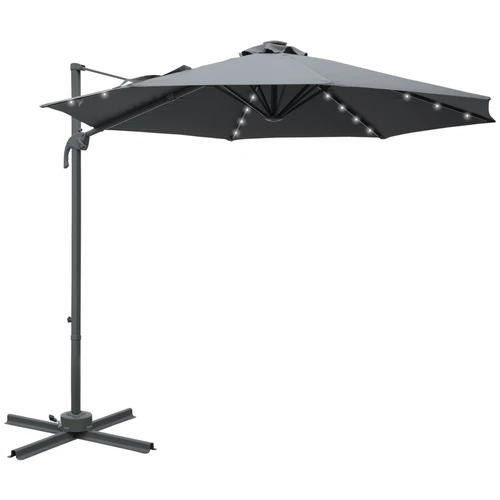 3m Cantilever Patio Umbrella with Solar Powered LED Lights for Outdoor Entertaining by Outsunny