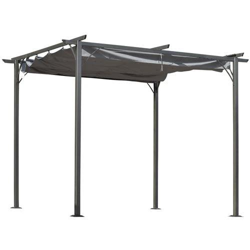 3x3 m Metal Pergola Gazebo Awning Retractable Canopy Grey 3x3m by Outsunny
