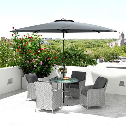 Outsunny Outsunny Six-Piece Rattan Garden Dining Set With Parasol And Cushions For Outdoor Entertaining - Garden Set