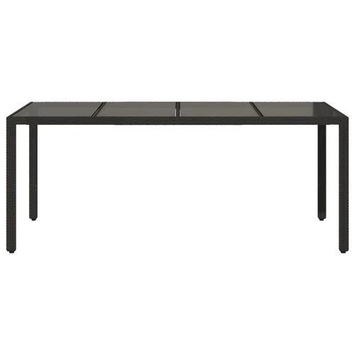vidaXL Garden Table with Glass Top Black 190x90x75 cm Poly Rattan by vidaXL