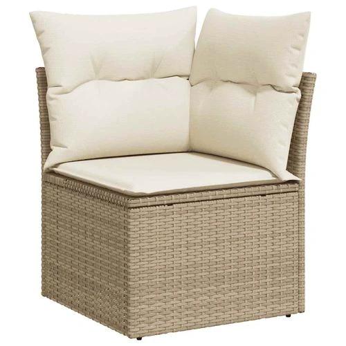 vidaXL 7 Piece Garden Sofa Set with Cushions Beige Poly Rattan Acacia by vidaXL
