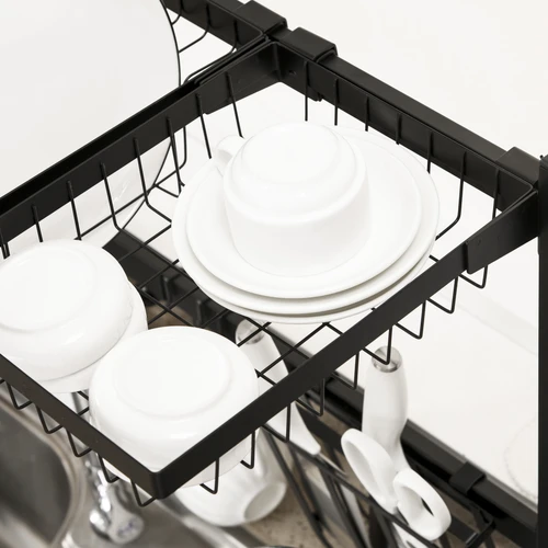 Unbranded Space Saving Over The Sink Dish Drying Rack 93x30x52 Centimeters 2 Tier Adjustable Design for Small Kitchen Spaces -