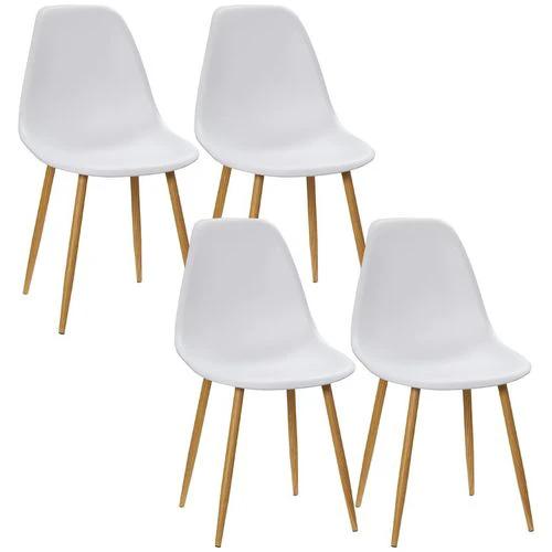 Dining Chairs Set of 4 w/ Curved Back, Metal Legs for Living Room White - Dining Chairs
