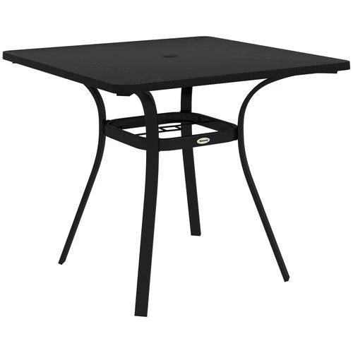 Outsunny Garden Table with Metal Tabletop, Steel Frame for Balcony, Porch, Black by Outsunny