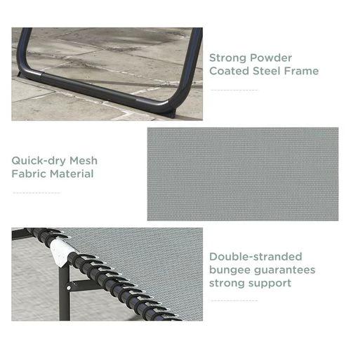 Outsunny Folding Beach Chair Chaise Lounge 4 Adjustable Positions, Light Grey by Outsunny