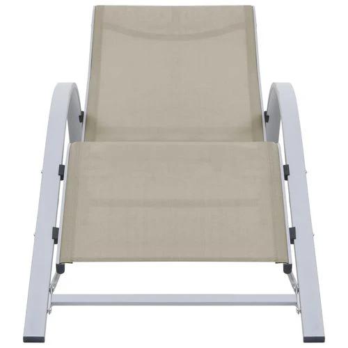 vidaXL Sun Loungers 2 pcs with Table Aluminium Cream - Sun Lounger