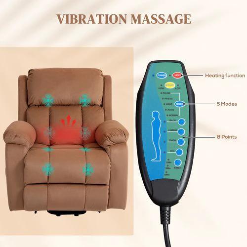 HOMCOM Lift Chair Riser and Recliner Chair with Vibration Massage, Heat, Brown by HOMCOM