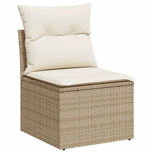 vidaXL 7 Piece Garden Sofa Set with Cushions Beige Poly Rattan Acacia by vidaXL