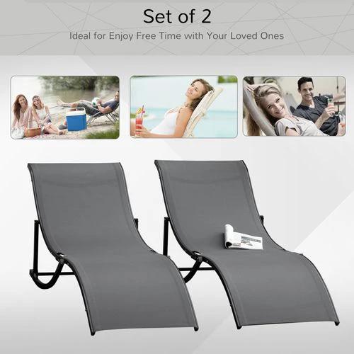 Set of 2 S-shaped Zero Gravity recliners 165x61x63cm Dark Grey by Outsunny