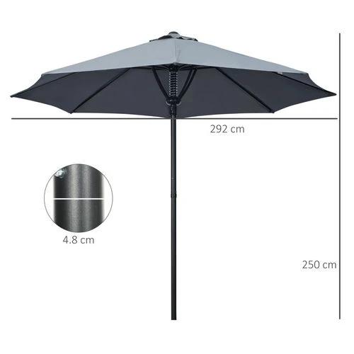 Outsunny Outsunny Outdoor Market Table Parasol Umbrella Sun Shade with 8 Ribs, Grey - Parasol