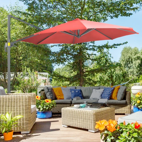 Outsunny Outsunny 3 x 3 Meter Cantilever Parasol with Adjustable Canopy and Air Vent for Outdoor Patio Enjoyment - Parasol