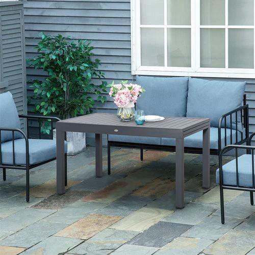 Extendable Garden Table 10 Seater for Lawn Balcony and Backyard Grey Outsunny by Unbranded