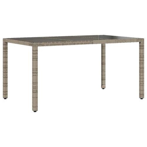 vidaXL Garden Table with Glass Top Grey 150x90x75 cm Poly Rattan by vidaXL