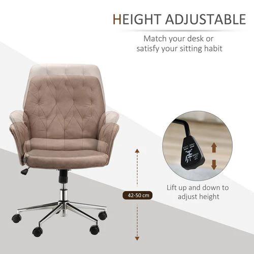 Computer Chair w/ Armrest Modern Style Tufted Home Dining Room Brown by Vinsetto