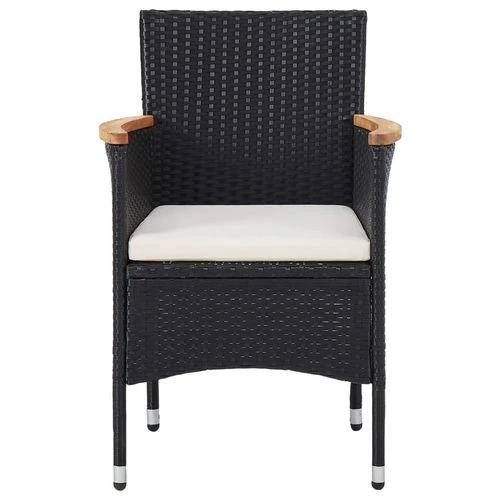 5 Piece Garden Dining Set Poly Rattan and Solid Wood Black by vidaXL