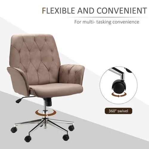 Computer Chair w/ Armrest Modern Style Tufted Home Dining Room Brown by Vinsetto