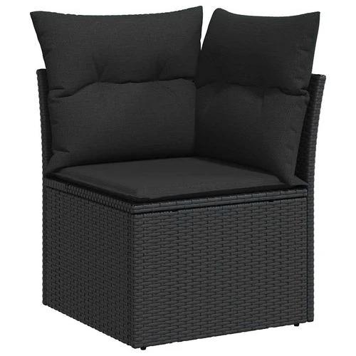 vidaXL vidaXL 7 Piece Garden Sofa Set with Cushions Black Poly Rattan Acacia - Garden Sofa Sets
