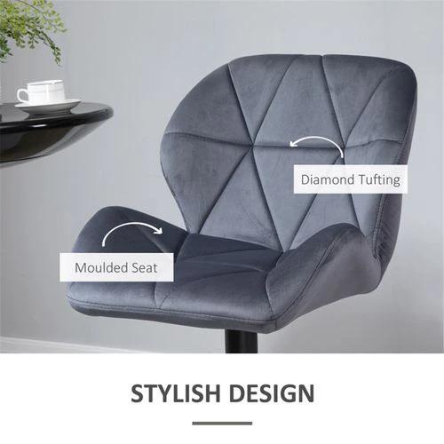N/A Adjustable Swivel Bar Stools Set of Two with Diamond Stitching and Footrest for Modern Home Bars and Kitchens -