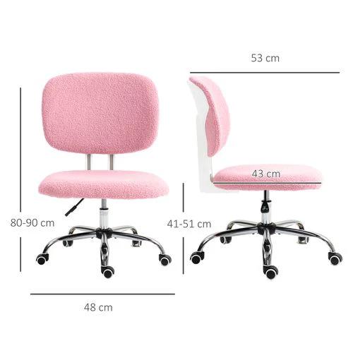 Vinsetto Fluffy Home Office Chair with Adjustable Height, Armless, Pink by Vinsetto