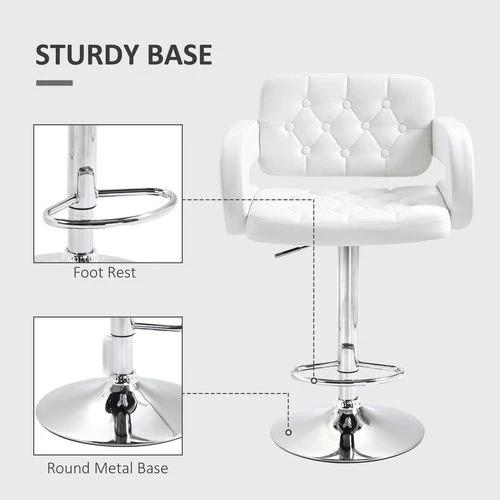 HOMCOM Adjustable Height Barstool Steel Pole PU Leather Bistro Home Kitchen by HOMCOM