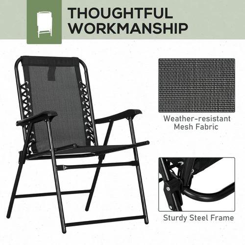 Outsunny Outsunny 2Pcs Outdoor Patio Folding Chairs, Portable Garden Loungers Black -