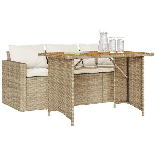 vidaXL vidaXL 2 Piece Garden Dining Set with Cushions Beige Poly Rattan - Garden Set