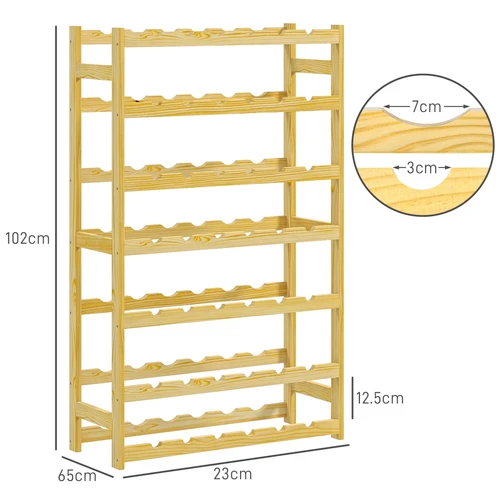 HOMCOM Free Standing Wooden Wine Rack for 42 Bottles with Anti-Tipping Straps for Wine Enthusiasts by HOMCOM