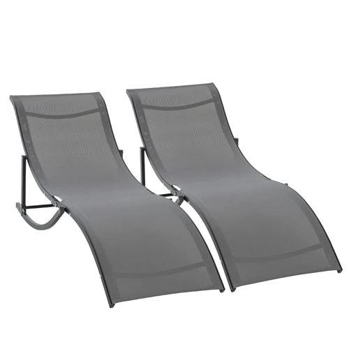 Set of 2 S-shaped Zero Gravity recliners 165x61x63cm Dark Grey by Outsunny