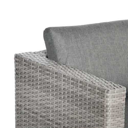 3 Pc PE Rattan Corner Sofa Set, w/ Tempered Glass Table-top & Soft Cushion Grey by Outsunny