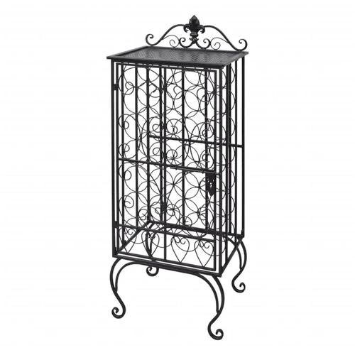 vidaXL Wrought Iron Wine Rack for 28 Bottles Elegant Design with Side Lock Door for Wine Enthusiasts - Wine Rack