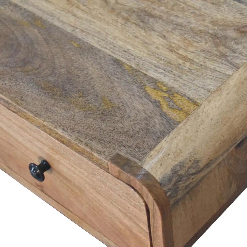 Artisan Furniture Artisan Furniture Solid Wood Curved Oak-ish Writing Desk, 1 Drawer, 1 Shelf, Brown - Desk