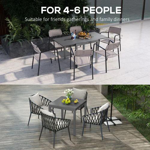 Outsunny Extendable Garden Table for 6 with Aluminium Frame for Patio, Balcony by Outsunny