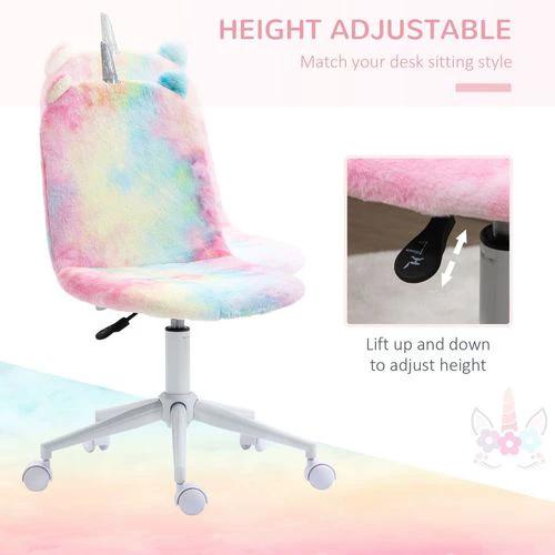 Vinsetto Fluffy Unicorn Office Chair w/ Swivel Wheel, Cute Desk Chair, Rainbow by Vinsetto