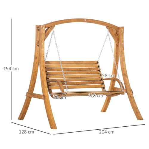Outsunny 2 Seater Garden Swing Seat Swing Chair, Outdoor Wooden Swing Bench Seat by Outsunny