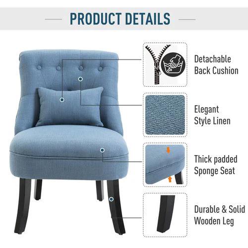 Fabric Single Sofa Dining Chair Upholstered W/ Pillow Solid Wood Leg Living Room by HOMCOM