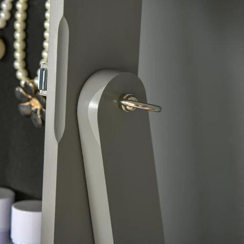 Mirrored Jewellery Cabinet Lockable Jewellery Organiser Grey