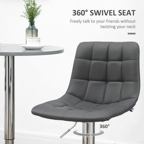 Set of 2, Adjustable Breakfast Dining Stools Swivel and Footrest, Grey by HOMCOM