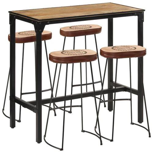 vidaXL vidaXL 5 Piece Bar Set Solid Rough Wood Mango and Metal - Dining Set