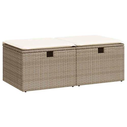 vidaXL 2 Piece Garden Sofa Set with Cushions Beige Poly Rattan Acacia by vidaXL