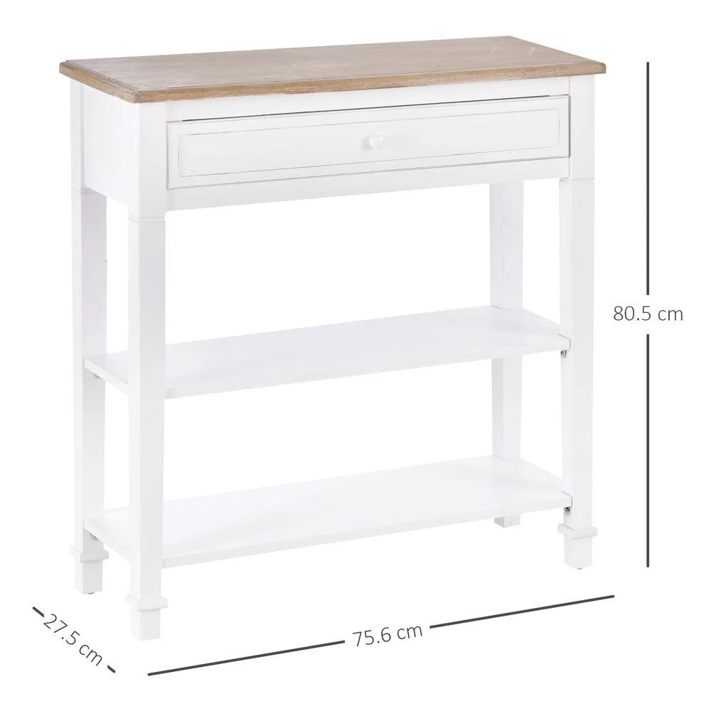 MDF Wide Drawer Console Table White by HOMCOM