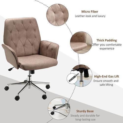 Computer Chair w/ Armrest Modern Style Tufted Home Dining Room Brown by Vinsetto