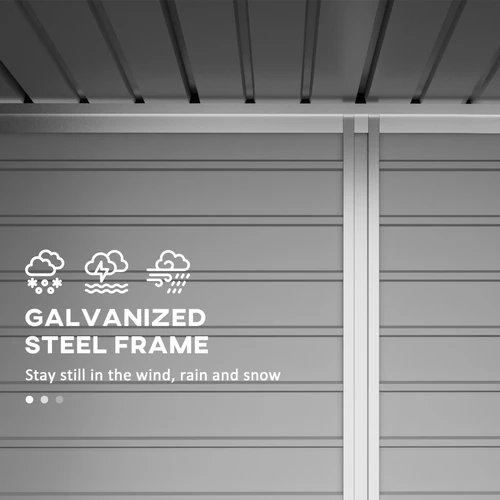 Outsunny Outsunny Galvanised Metal Garden Shed 6.3 x 4.3FT Lockable Door with Ventilation for Outdoor Tool Storage - Garden Shed