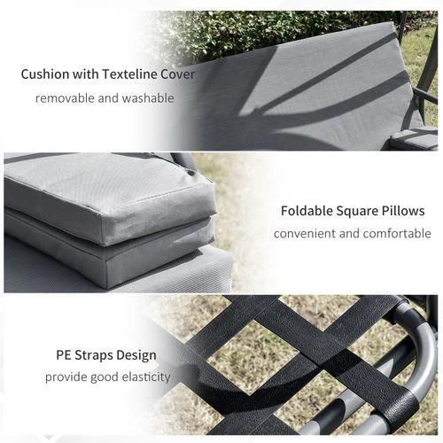 Outsunny 2-in-1 Swing Chair 3 Seater Bench Hammock Bed Adjustable Canopy Pillow, Grey - Hammocks