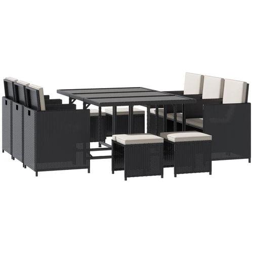 Outsunny Rattan Dining Set, 11 PC-Black - Uncategorized Garden Set