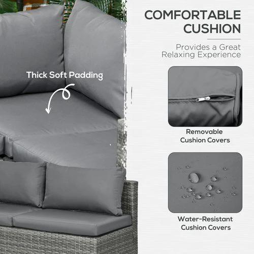 Outsunny Outsunny 3Pcs Rattan Corner Sofa Set Coffee Table Garden Furniture w/ Cushion - Garden Sofa Sets